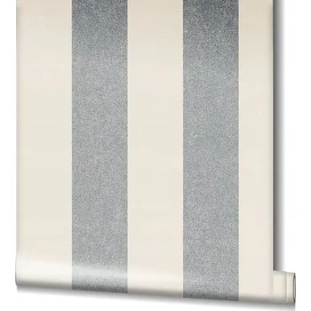 Tapeta TAPETA BÉŽOVO-STŘÍBRNÉ PRUHY VINYLOVÁ NA VLIESU TAPETY