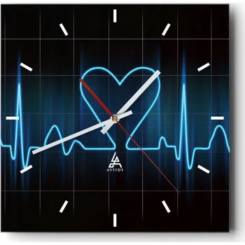 Hodiny Velké nástěnné hodiny na zeď 40x40 Grafika Skleněné hodiny Čtvercové Tiché