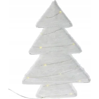 Vánoční dekorace VÁNOČNÍ DEKORACE STROMEČEK BÍLÝ LÁTKOVÝ LED 30 X 21 CM S ČASOVAČEM NA BATERIE