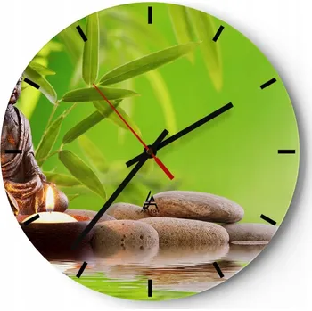 Hodiny Velké nástěnné hodiny na zeď 40x40 Buddha Skleněné hodiny Kulatý Tiché
