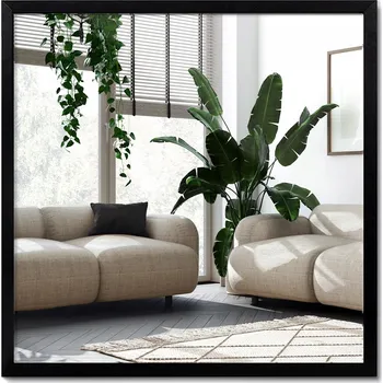 Zrcadlo Nástěnné Zrcadlo v černém MDF rámu do obýváku ložnice závěsné Premium Loft