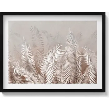 Obraz Dekorativní nástěnný obraz s rámem a grafikou loft Rostlinstvo boho listy 80x60 cm