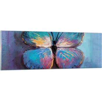 Obraz Obraz na skle do obýváku ložnice 90x30 motýl foto obrazy na zeď sklo