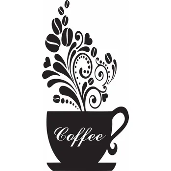 Samolepící dekorace Samolepka na zeď Drukant šálek s kávou 25x50 cm černá