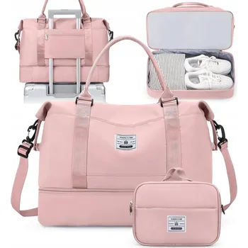 Cestovní taška růžová voděodolná přes rameno s přihrádkou na notebook