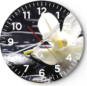 Hodiny Kuchyňské nástěnné hodiny 30x30 Květiny Moderní skleněné hodiny do obýváku Tiché