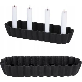 Svícen SVÍCEN KANDELABR NA 4 SVÍČKY LITINOVÝ LOFT VELKÝ 32 cm na aranžování černý