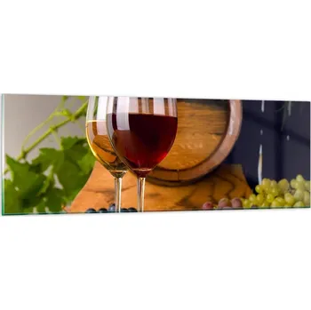 Obraz Obraz na skle do obýváku ložnice 90x30 sud vína obrazy na zeď sklo