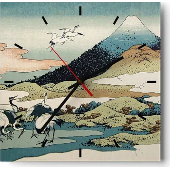 Hodiny Nástěnné hodiny do kuchyně 30x30 Čáp Stylové hodiny na skle Loft Tiché