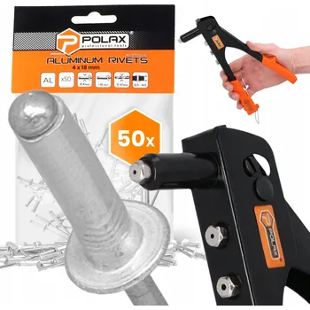 Nýtovací pistole RUČNÍ Nýtovačka 2,4-4,8 mm + 50x TRHACÍCH Nýtů 4x18 mm Hliníkové Pozink N 9T