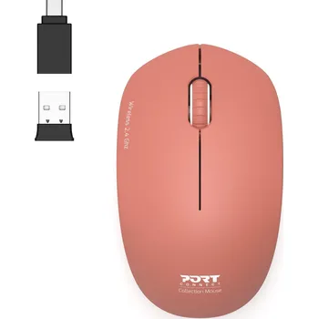 Myš PORT CONNECT bezdrátová myš USB-A/USB-C, cihlová