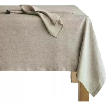 ubrus Lněný ubrus 140x300 béžový šedý přírodní EKO LEN 100% klasický