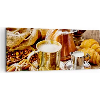 Obraz Obraz na plátně do obývacího pokoje ložnice 120x50 káva foto obrazy na zeď velký