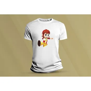 Chlapecké tričko Dětské bavlněné tričko Alex Kidd. Bílá velikost L