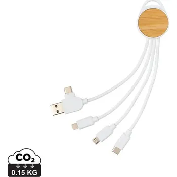 Svítilna Kapesní nabíjecí kabel 6 v 1 Ontario z RCS recykl. plastu, Firemní dárkové předměty s vlastním potiskem