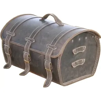 Zavazadlo na motocykl Kožený kufr - hnědý na moto chopper (Hnědý kožený kufr na choppera)