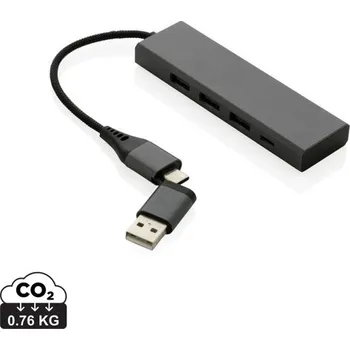 USB hub USB rozbočovač Terra z RCS recykl. hliníku, Firemní dárkové předměty s vlastním potiskem