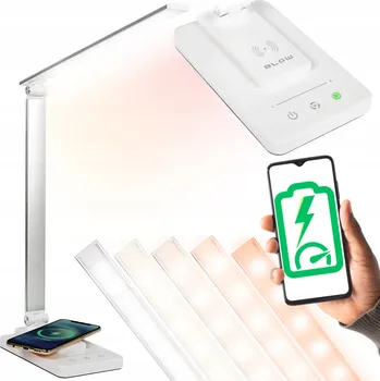 Lampička Stolní lampička Blow bílá LED s 10W indukční nabíječkou a 5 režimy
