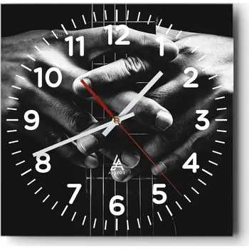 Hodiny Nástěnné hodiny do obýváku 40x40 Kytarista Tiché Skleněné Hodiny Bez Hlučnosti