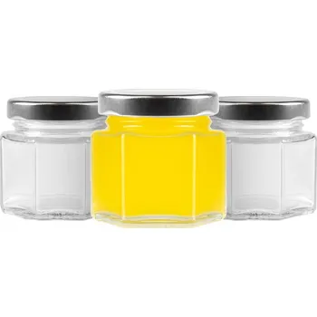 Sklenice 12x Słoik 50ml SZEŚCIOKĄTNY na przyprawy med