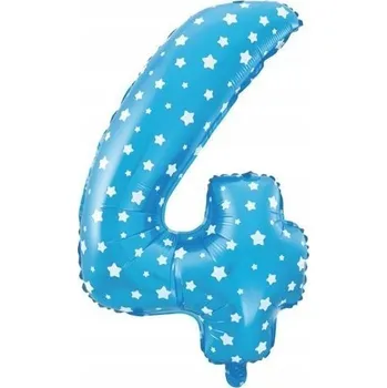 Balónek Fóliový balónek s heliem velký modrý hvězdičky číslice 4