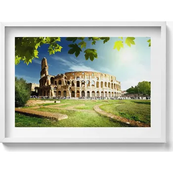 Obraz Dekorativní nástěnný obraz v bílém rámu do obýváku Římské Koloseum 70x50 cm