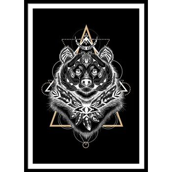 Obraz OBRAZ PLAKÁT V RÁMU dárek medvěd ZVÍŘATA TOTEMICKÁ P2607_53x73