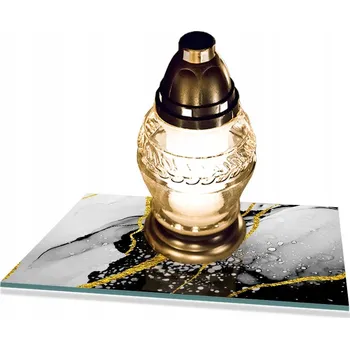 Obraz Podložka pod SVÍČKY Tvrzené sklo se VZOREM šedá a zlatá 30x22cm