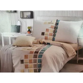 Povlečení POVLEČENÍ 160x200 BAVLNĚNÝ SATÉN 100% SET 3 Č. 2 POVLEČENÍ NA POLŠTÁŘE KOSTKA TMAVĚ MODRÁ