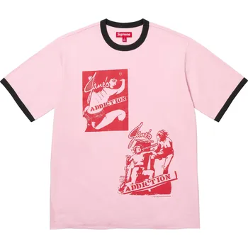 Dámské tričko Supreme Jane's Addiction Ringer Tee / Pink Barva: Růžová, Velikost: XL