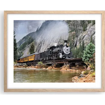 Obraz Obraz plakát v rámu světlý dub 50x40 - fotografie vlaku, plakáty do obýváku