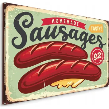 Obraz Nástěnný obraz Klobásy NÁPISY Retro styl 30x20