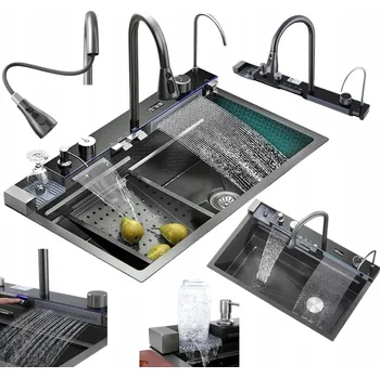 Nerezový dřez Nerezový JEDNOKOMOROVÝ dřez s vodopádem + příslušenství