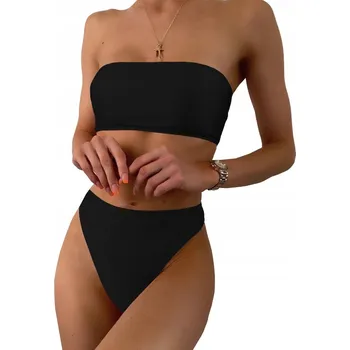 Dámské plavky DVOUDÍLNÉ PLAVKY SEXY BIKINI S VYSOKÝMI KALHOTKAMI A PODPRSENKOU XS