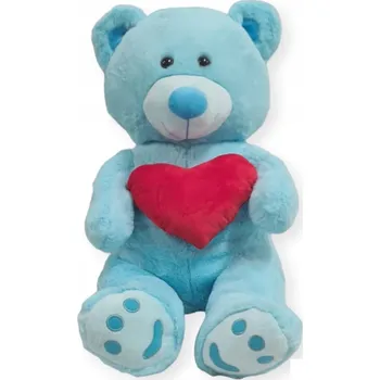 plyšák Plyšový medvídek jako dárek velký medvídek 70 cm modrý s červeným srdcem