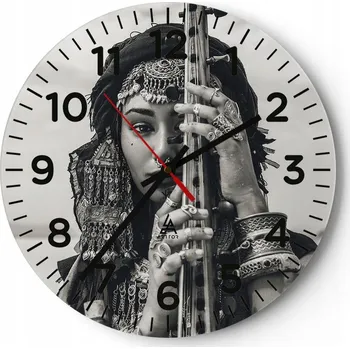 Hodiny Kuchyňské nástěnné hodiny 30x30 Žena Moderní skleněné hodiny do obýváku Tiché