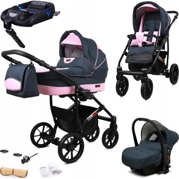Kočárek Kočárek 4v1 BabyLux LARGO: sportovní kočárek, hluboká korba, autosedačka, základna ISOFIX