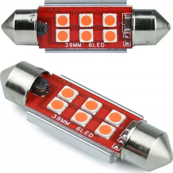 Autožárovka Žárovka Interlook C5W 6 SMD 3535 CANBUS 39 mm ČERVENÁ C5W 1 ks