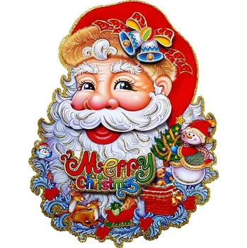 Vánoční dekorace Mikuláš OZDOBA NA OKNO OBOUSTRANNÁ DEKORACE 57x33