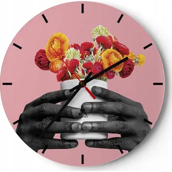 Hodiny Nástěnné hodiny do kuchyně 30x30 Abstrakce Skleněné hodiny do obýváku Tiché