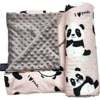 Dětská deka La Millou Lehká deka Minky - M - I Love Panda Pink - Grey