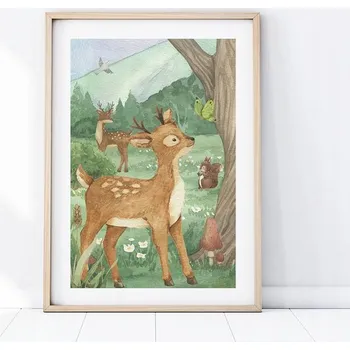 Plakát Plakát Obrázek pro Děti Pohádková Země Jeleni 50 x 70 cm