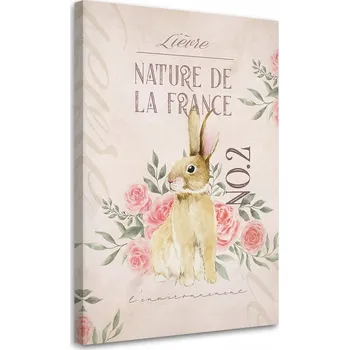 Obraz OBRAZ DO OBÝVÁKU Velikonoční zajíc Shabby Chic NA PLÁTNĚ 40x60
