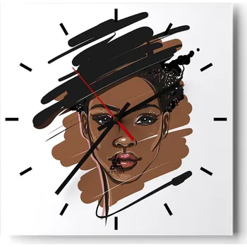 Hodiny Velké nástěnné hodiny na zeď 40x40 Žena Skleněné hodiny Čtvercové Tiché