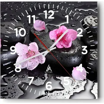 Hodiny Nástěnné hodiny do obýváku 40x40 Květiny Tichý chod Skleněné hodiny