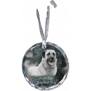 Vánoční ozdoba Anatolský pastevecký pes, Anatolský ovčák - křišťálová vánoční koule s obrázkem