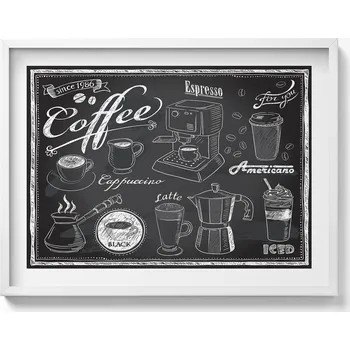 Obraz Moderní nástěnná dekorace obraz v bílém rámu Kávovary 80x60 cm