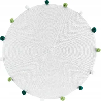 Koberec KOBEREC KULATÝ pro děti BÍLÝ s bambulkami 90 cm