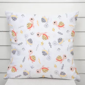 Povlak na polštářek Dětský bavlněný povlak na polštář Sandra SA-373 Veselé želvičky na bílém 50 x 60 cm