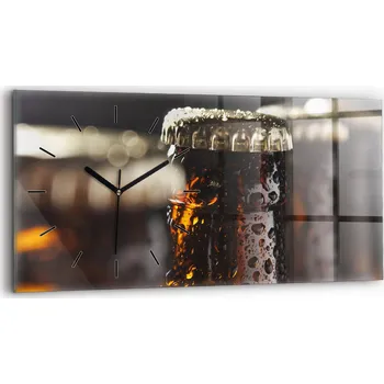 Hodiny Horizontální nástěnné skleněné hodiny do kanceláře S Potiskem Skleněné lahve 60 x 30 cm